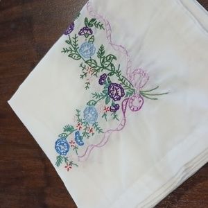 TABLECLOTH Handmade Hand EMBROIDERED 41x42" blue green purple pink red Grandma c